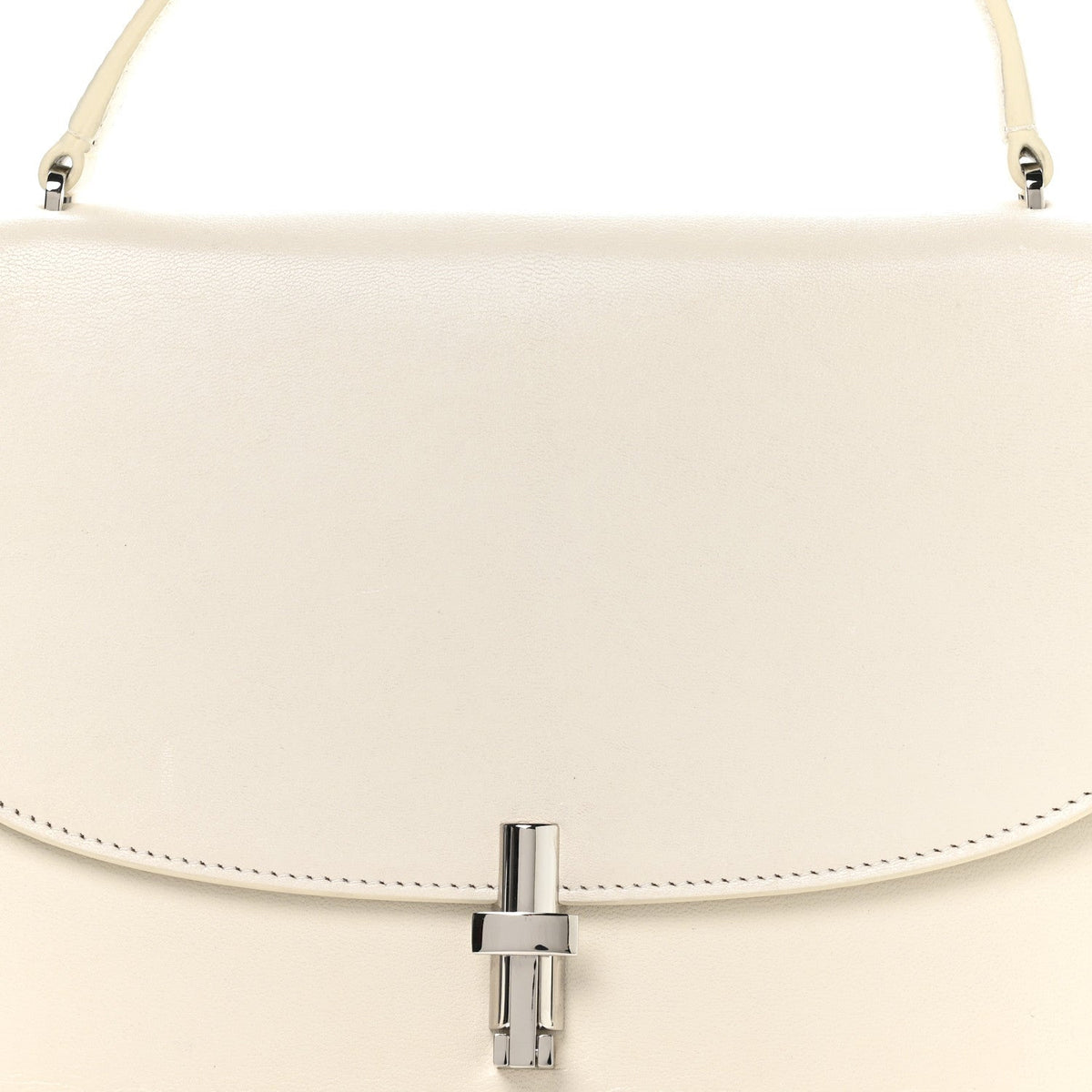 Sleek Calfskin The Sofia 10 Top Handle Ivory