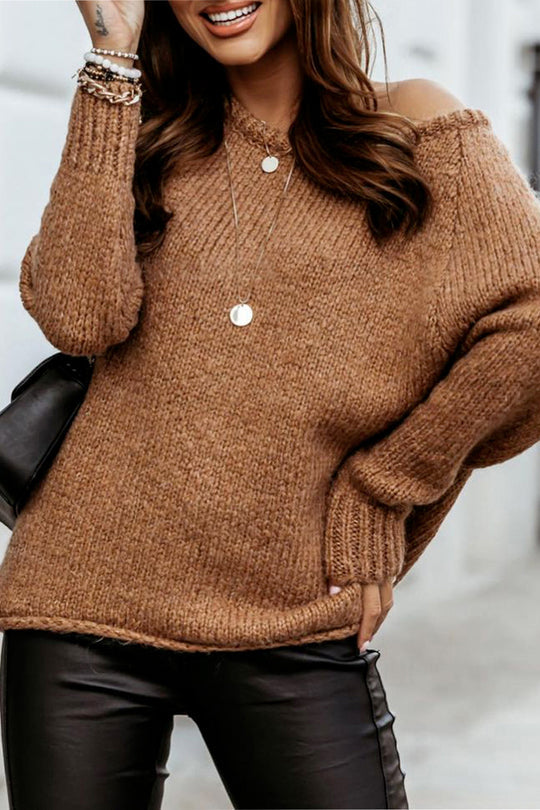 Women  Ribbed Knitted Oversized Pullover Sweater