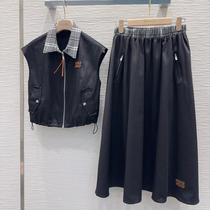 Miu SS26 Set Vest Midi Skirt Black Cotton Polyester 351262