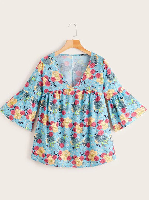 Women'S Floral V-Neck Top