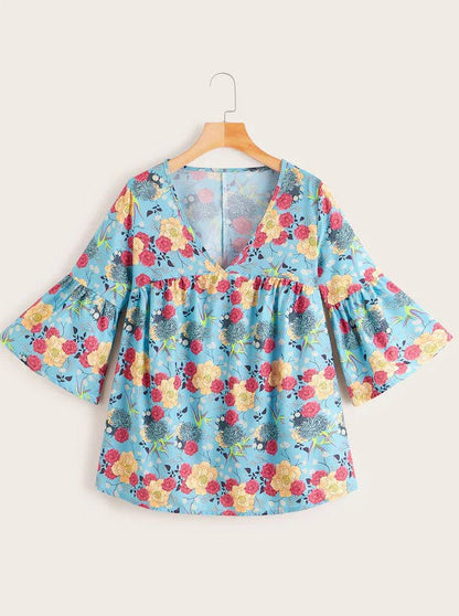 Women'S Floral V-Neck Top