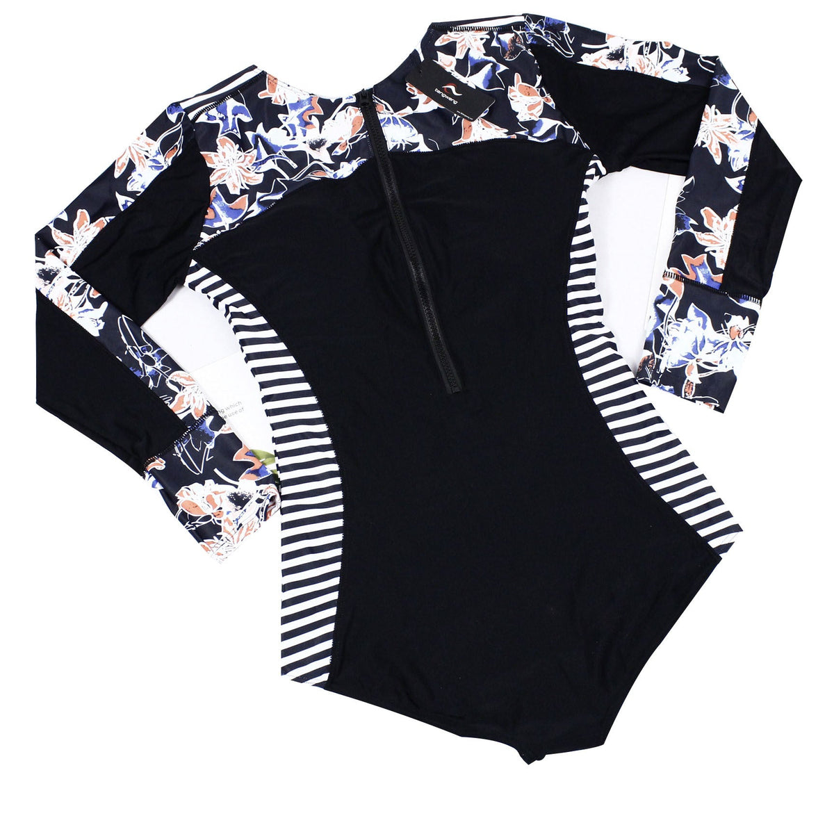 Sexy One Piece Women'S Swimsuit Hot Spring Surfing Diving Long Sleeve Swimsuit Print