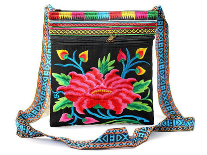 Tibet Ethnic Style Double-Sided Embroidered Bag Three Inner Bags Embroidered One Shoulder Leisure Women'S Bag Cross Carry Small Bag