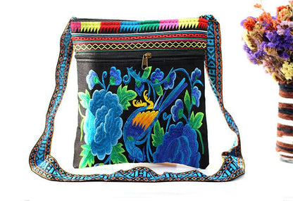 Tibet Ethnic Style Double-Sided Embroidered Bag Three Inner Bags Embroidered One Shoulder Leisure Women'S Bag Cross Carry Small Bag