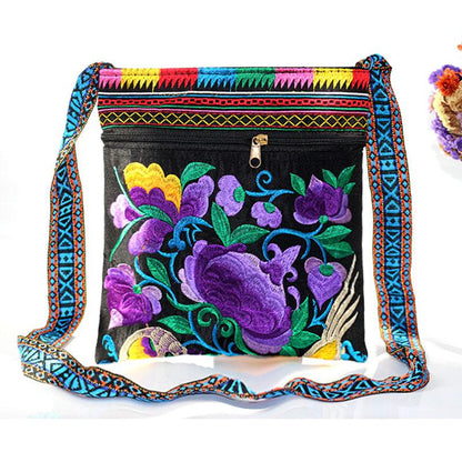 Tibet Ethnic Style Double-Sided Embroidered Bag Three Inner Bags Embroidered One Shoulder Leisure Women'S Bag Cross Carry Small Bag