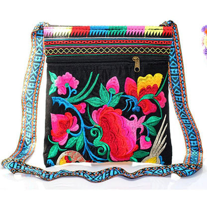 Tibet Ethnic Style Double-Sided Embroidered Bag Three Inner Bags Embroidered One Shoulder Leisure Women'S Bag Cross Carry Small Bag
