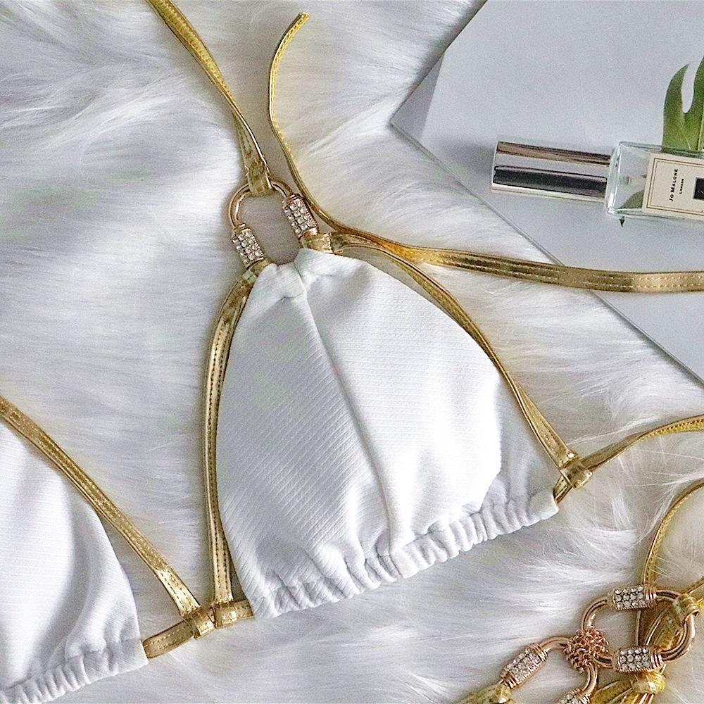 New Golden Strapless Sexy Backless Bikini