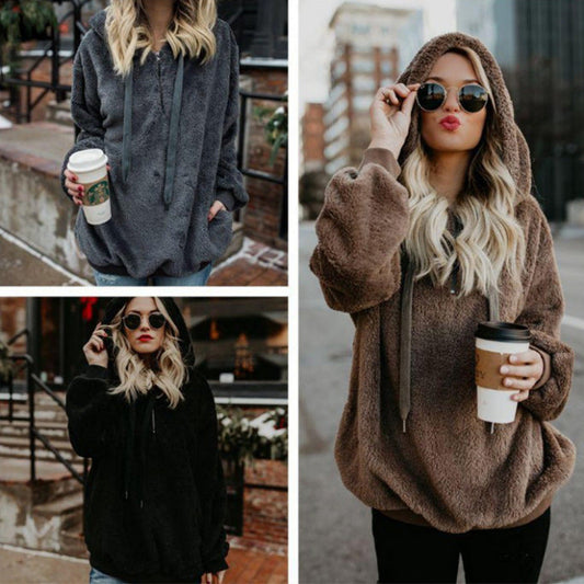 Winter Women Multi-Color Hoodie Sweater Coat Outwear