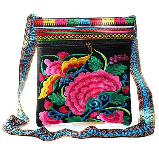Tibet Ethnic Style Double-Sided Embroidered Bag Three Inner Bags Embroidered One Shoulder Leisure Women'S Bag Cross Carry Small Bag