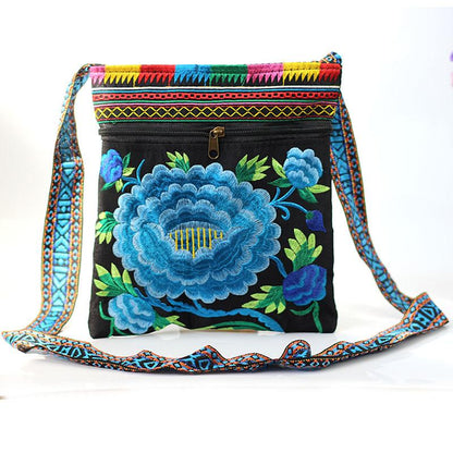 Tibet Ethnic Style Double-Sided Embroidered Bag Three Inner Bags Embroidered One Shoulder Leisure Women'S Bag Cross Carry Small Bag