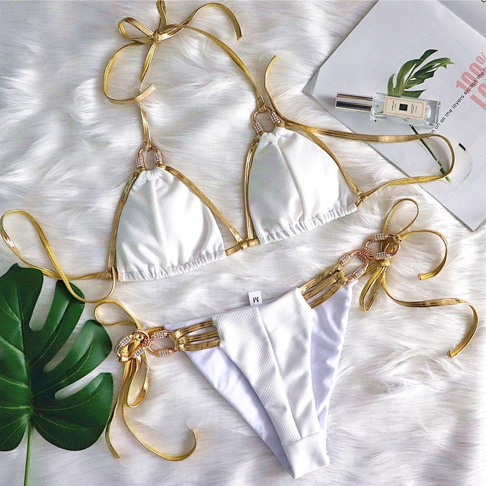 New Golden Strapless Sexy Backless Bikini