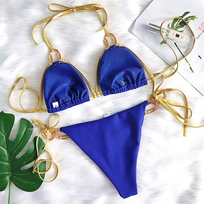 New Golden Strapless Sexy Backless Bikini