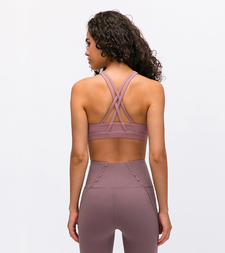 In Spring The New Sports Bra Women'S Cross-Beautiful Back Gathers And Runs Yoga Fitness Bra