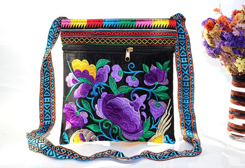 Tibet Ethnic Style Double-Sided Embroidered Bag Three Inner Bags Embroidered One Shoulder Leisure Women'S Bag Cross Carry Small Bag