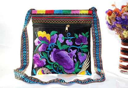 Tibet Ethnic Style Double-Sided Embroidered Bag Three Inner Bags Embroidered One Shoulder Leisure Women'S Bag Cross Carry Small Bag