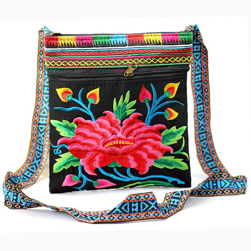 Tibet Ethnic Style Double-Sided Embroidered Bag Three Inner Bags Embroidered One Shoulder Leisure Women'S Bag Cross Carry Small Bag