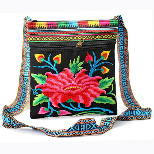 Tibet Ethnic Style Double-Sided Embroidered Bag Three Inner Bags Embroidered One Shoulder Leisure Women'S Bag Cross Carry Small Bag
