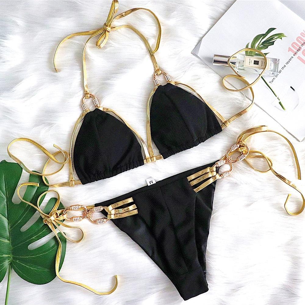 New Golden Strapless Sexy Backless Bikini