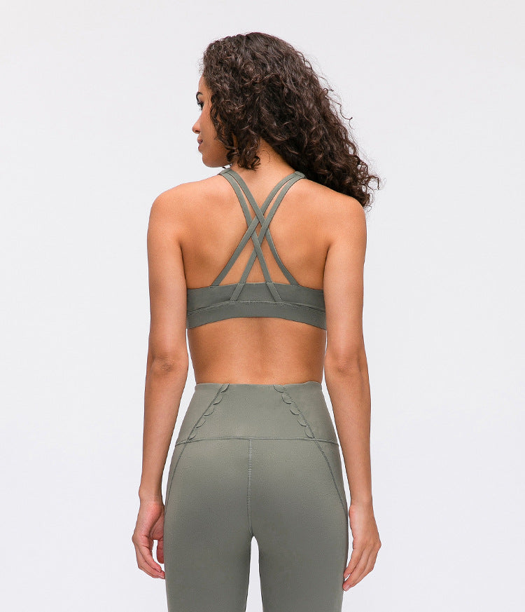 In Spring The New Sports Bra Women'S Cross-Beautiful Back Gathers And Runs Yoga Fitness Bra