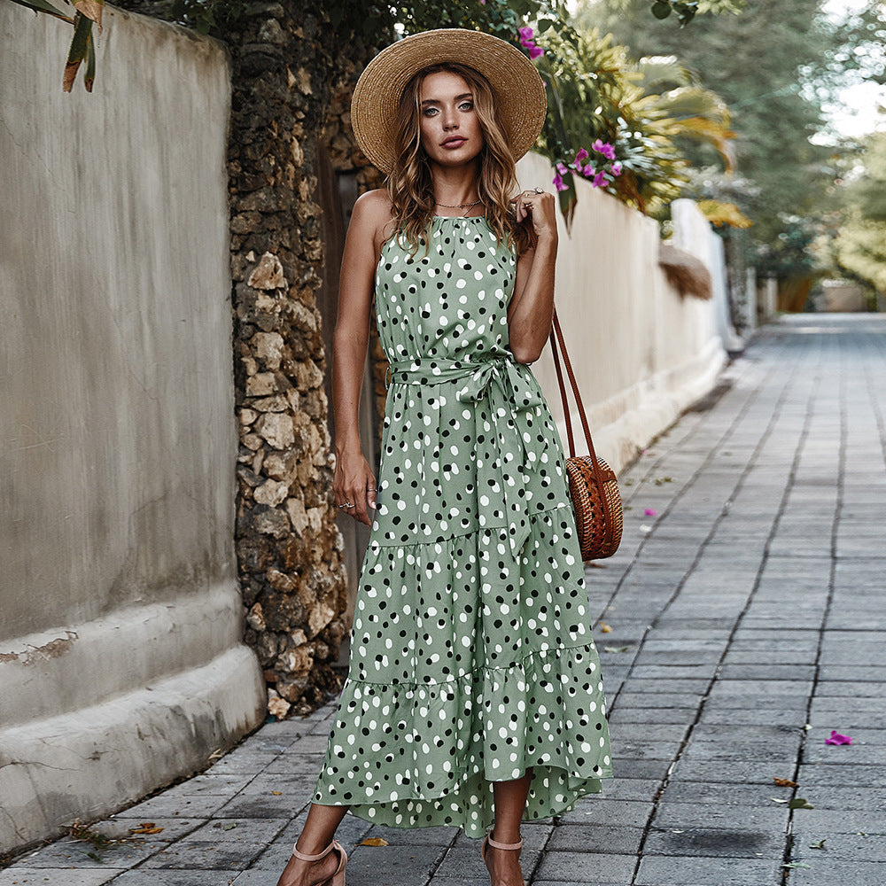 Summer Polka Dot Holiday Style Swing Dress