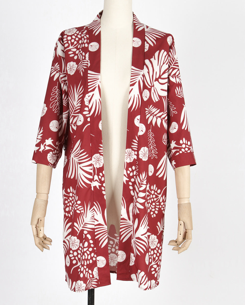 Spring And Summer New Boho Tropical Rainforest Leaf Print Loose Tie Nine Points Sleeve Thin Section Blouse