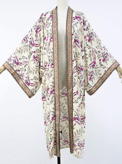 Bohemian Beach Vacation Print Sunscreen Cardigan With Shawl
