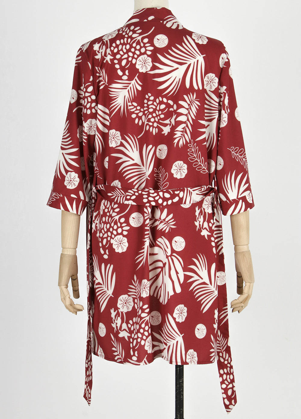 Spring And Summer New Boho Tropical Rainforest Leaf Print Loose Tie Nine Points Sleeve Thin Section Blouse