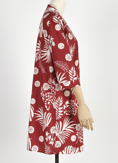 Spring And Summer New Boho Tropical Rainforest Leaf Print Loose Tie Nine Points Sleeve Thin Section Blouse