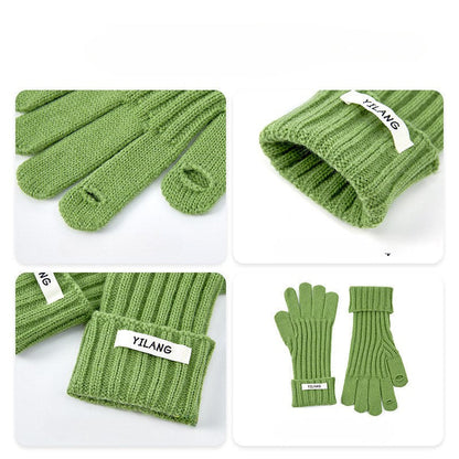 Simple Solid Color Knit Touchable Gloves