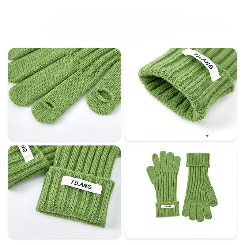 Simple Solid Color Knit Touchable Gloves