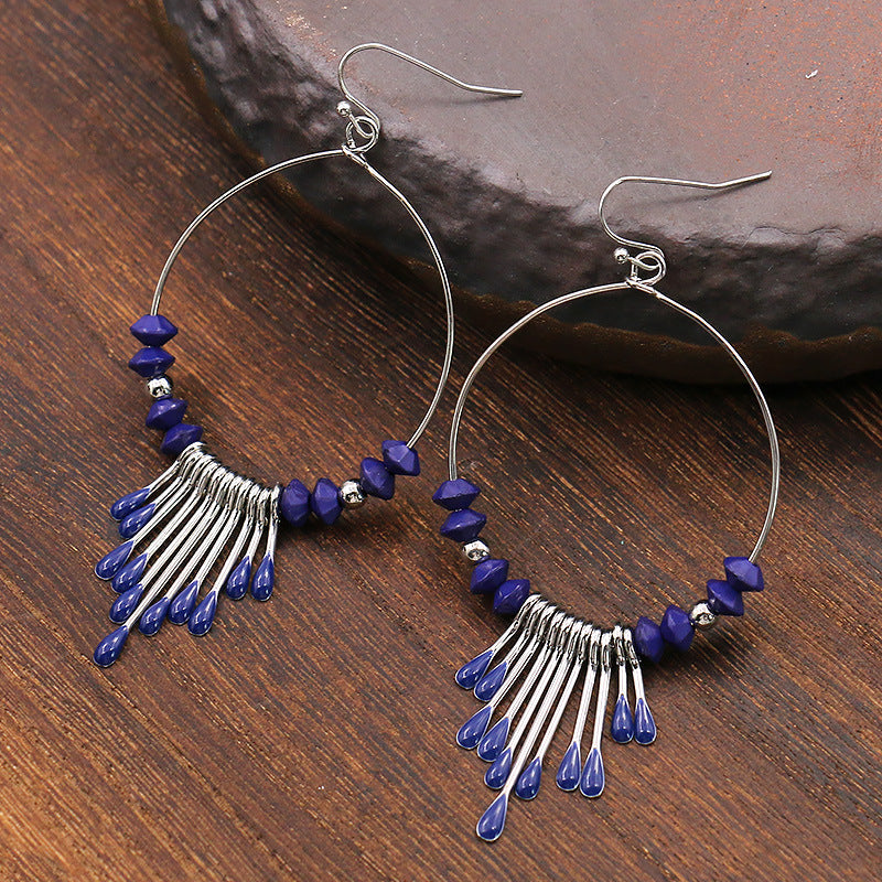 Retro Handmade Beaded Circle Earrings for Women Bohemian Style