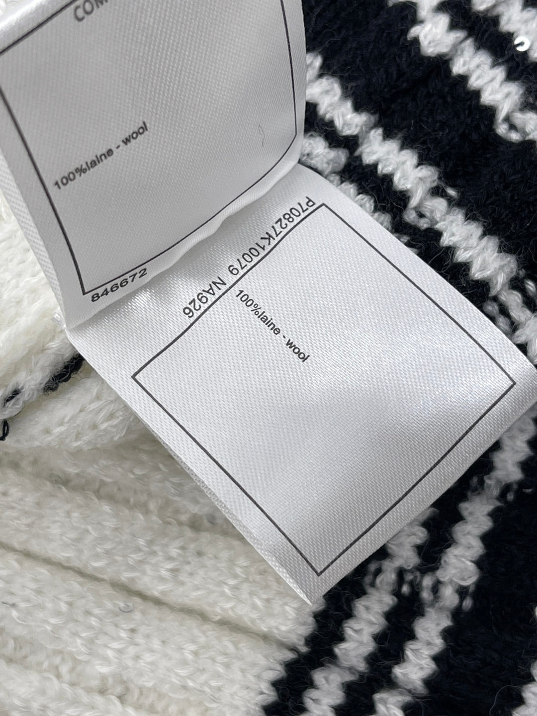 CC 25 Striped Knit Skirt White Wool