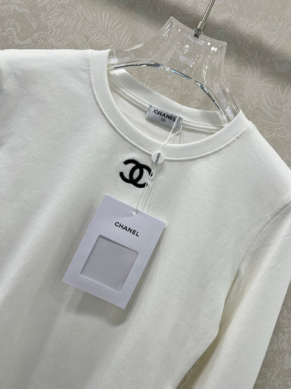 CC 25 Long-Sleeved Base Top White Cotton