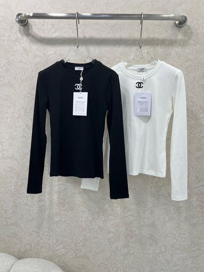 CC 25 Long-Sleeved Base Top Black Cotton