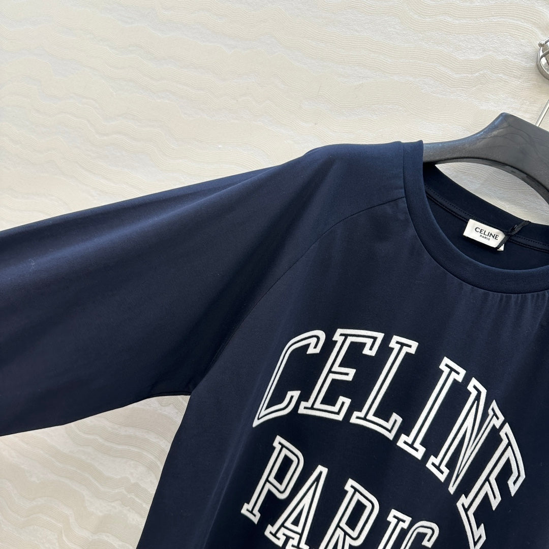 CE Rotating Arch Long-Sleeved T-shirt Blue Cotton