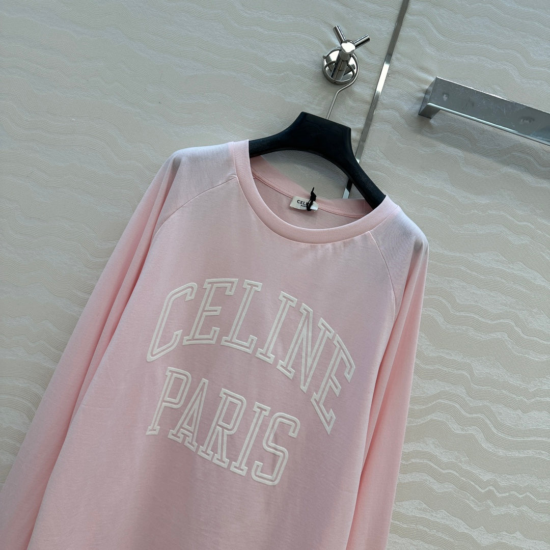 CE Rotating Arch Long-Sleeved T-shirt Pink Cotton