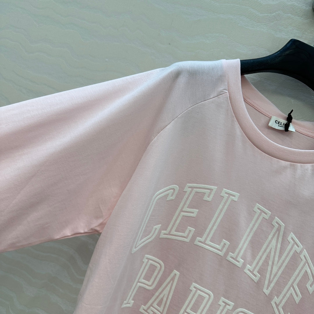 CE Rotating Arch Long-Sleeved T-shirt Pink Cotton