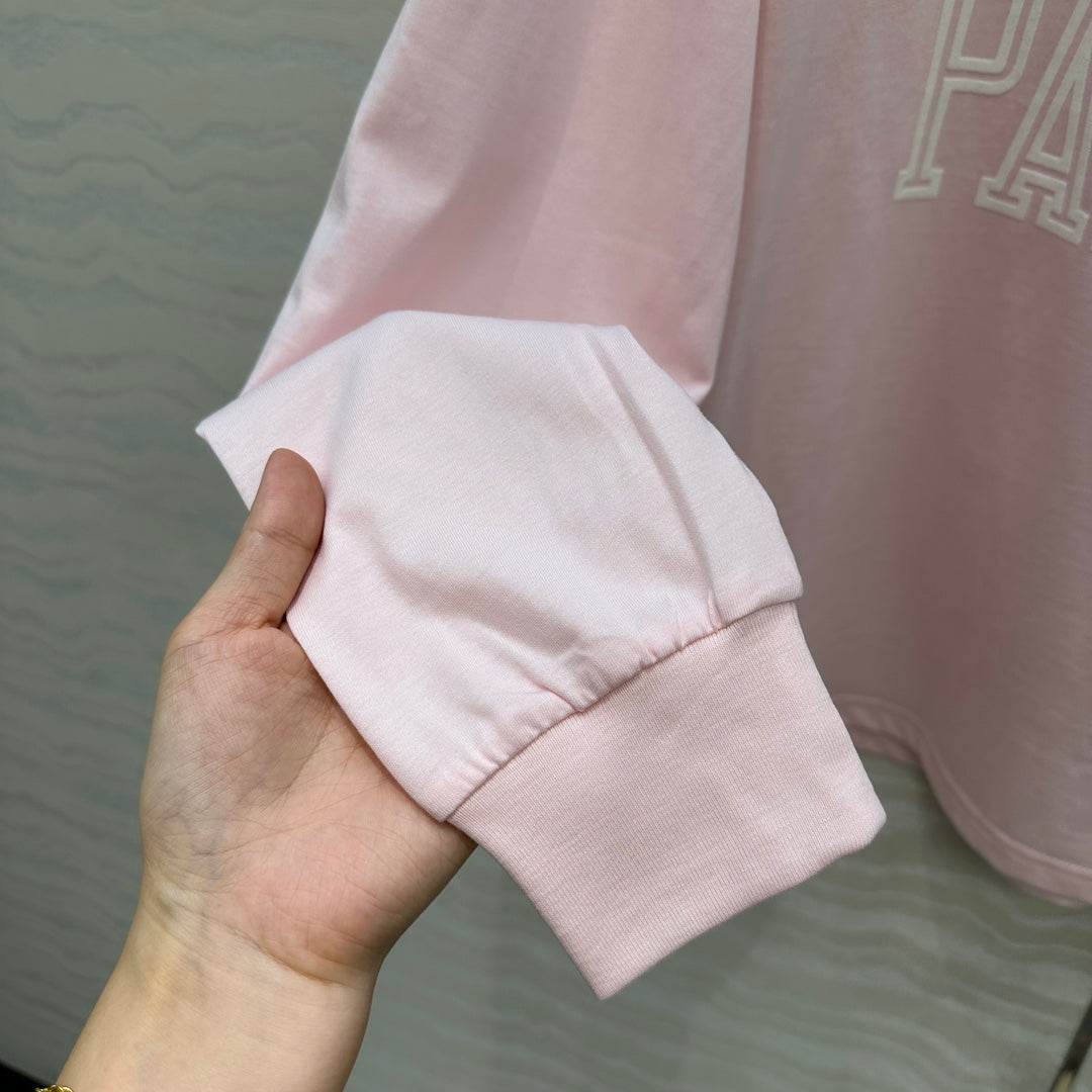 CE Rotating Arch Long-Sleeved T-shirt Pink Cotton