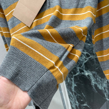 Miumiu 25 Striped Lapel Knitted Long Sleeves Shirt Wool