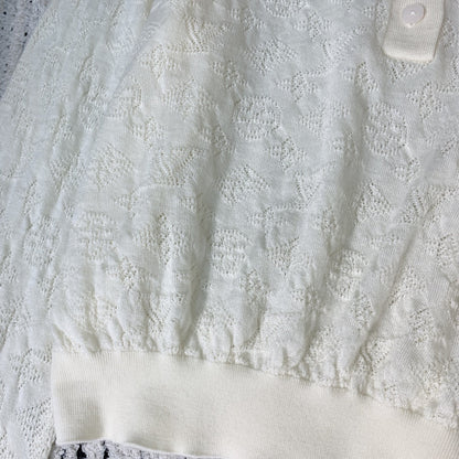 LV 25 Cutout Jacquard Top White Sheep Wool 305585