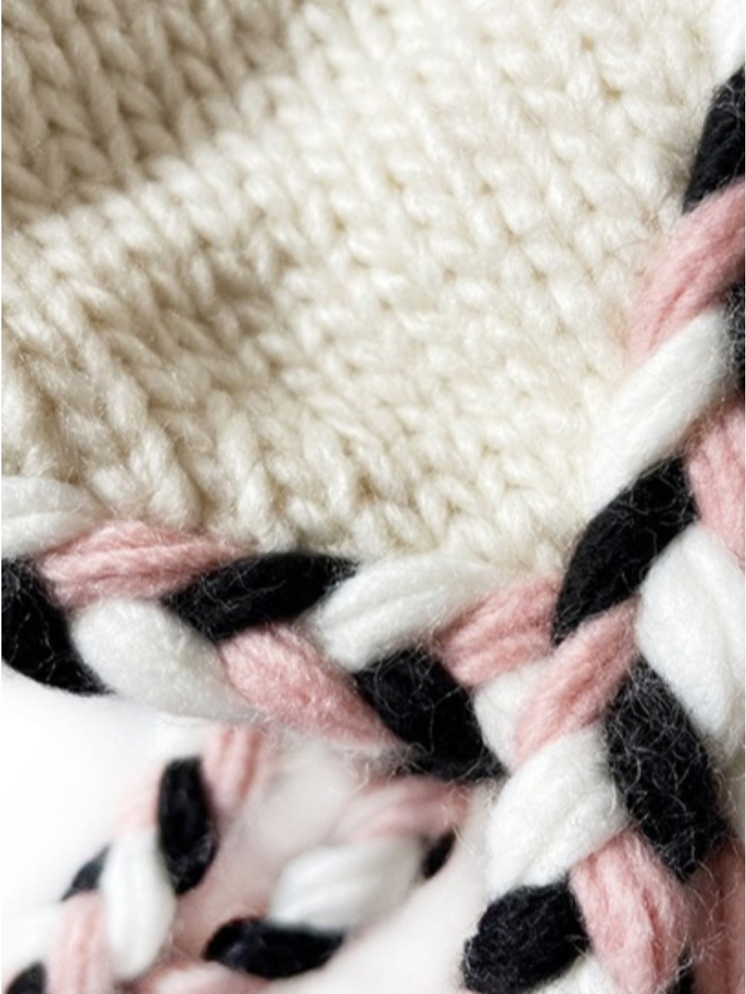 Haila - Color-blocking Beanie with Pom-pom and Braid