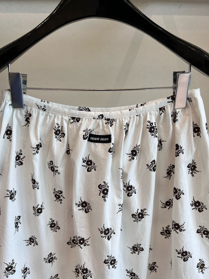 Miumiu Short Flower Skirt White Cotton