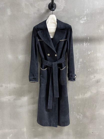 CC 25 Chain Trench Coat Blend Black Cashmere