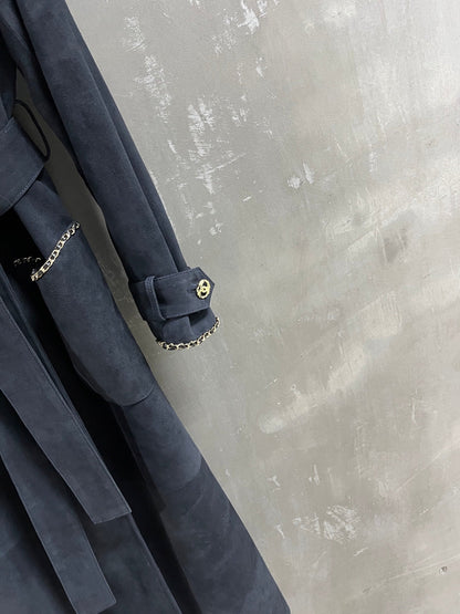 CC 25 Chain Trench Coat Blend Black Cashmere