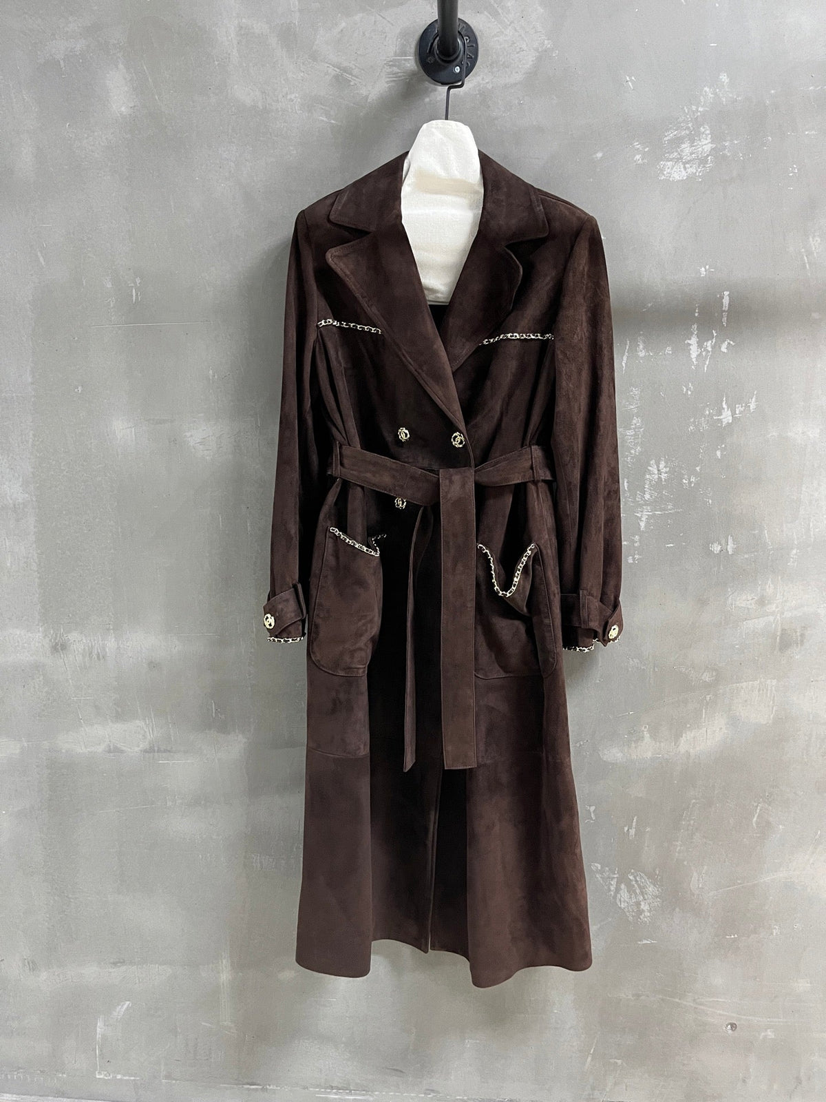 CC 25 Chain Trench Coat Blend Chocolate Brown Cashmere