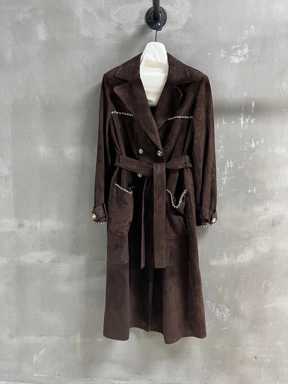 CC 25 Chain Trench Coat Blend Chocolate Brown Cashmere