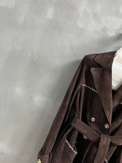 CC 25 Chain Trench Coat Blend Chocolate Brown Cashmere