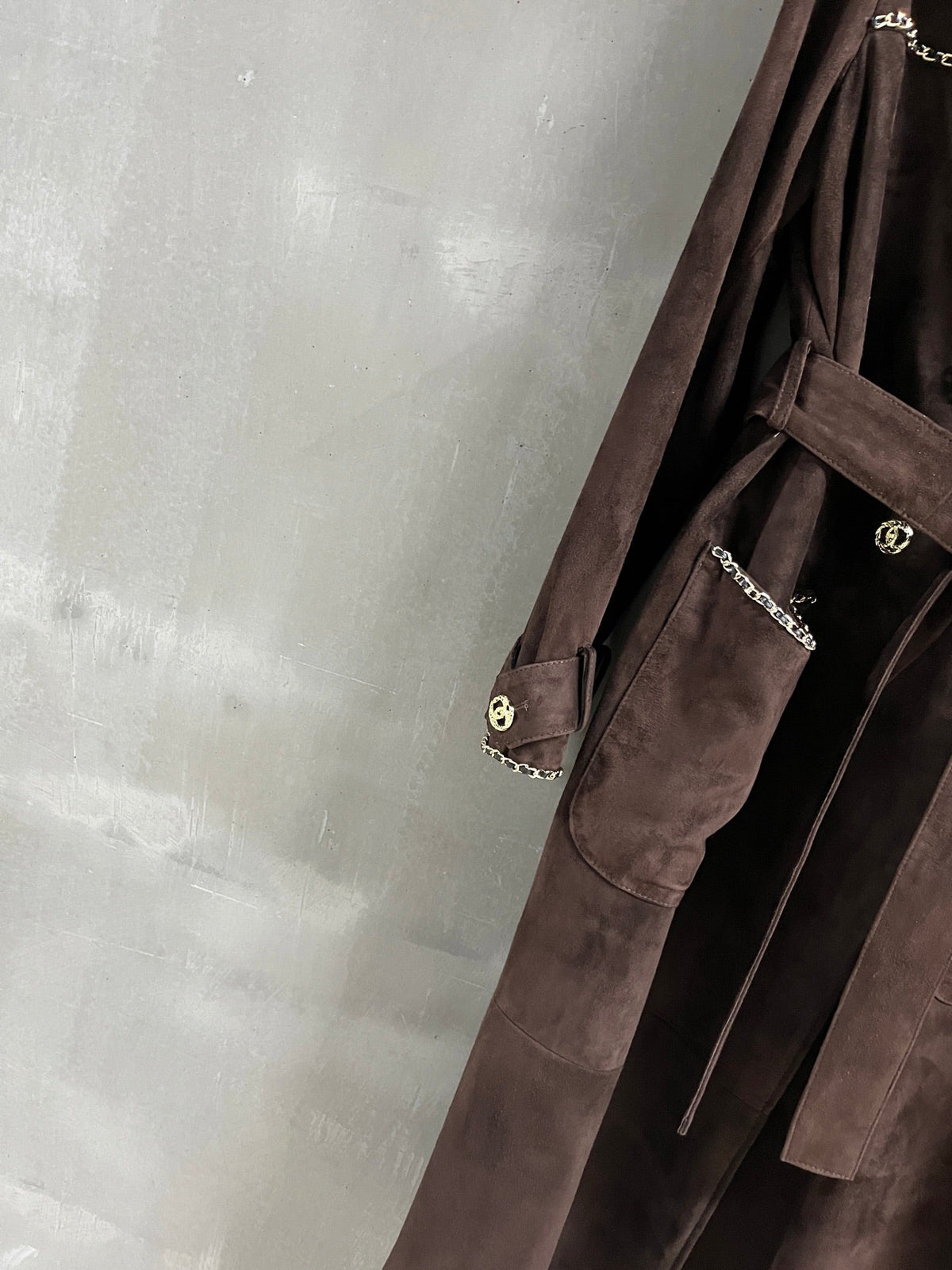 CC 25 Chain Trench Coat Blend Chocolate Brown Cashmere