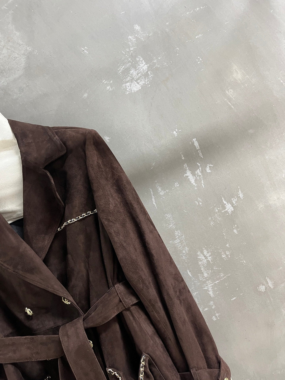 CC 25 Chain Trench Coat Blend Chocolate Brown Cashmere