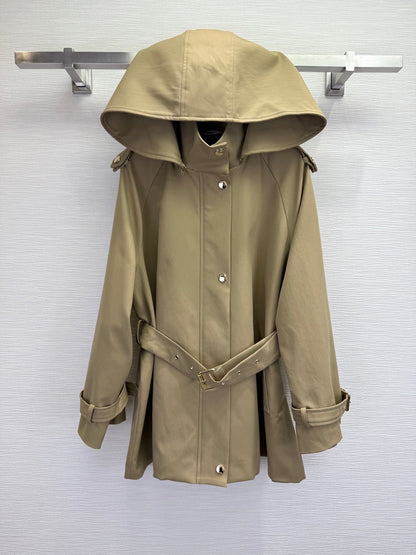 CD 25SS Removable Hooded Windbreaker With Belt Beige Cotton 306557